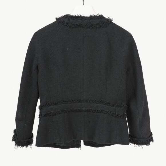 Lida Baday Black Boucle Tweed Fringe-Trim Jacket - Picture 2 of 8